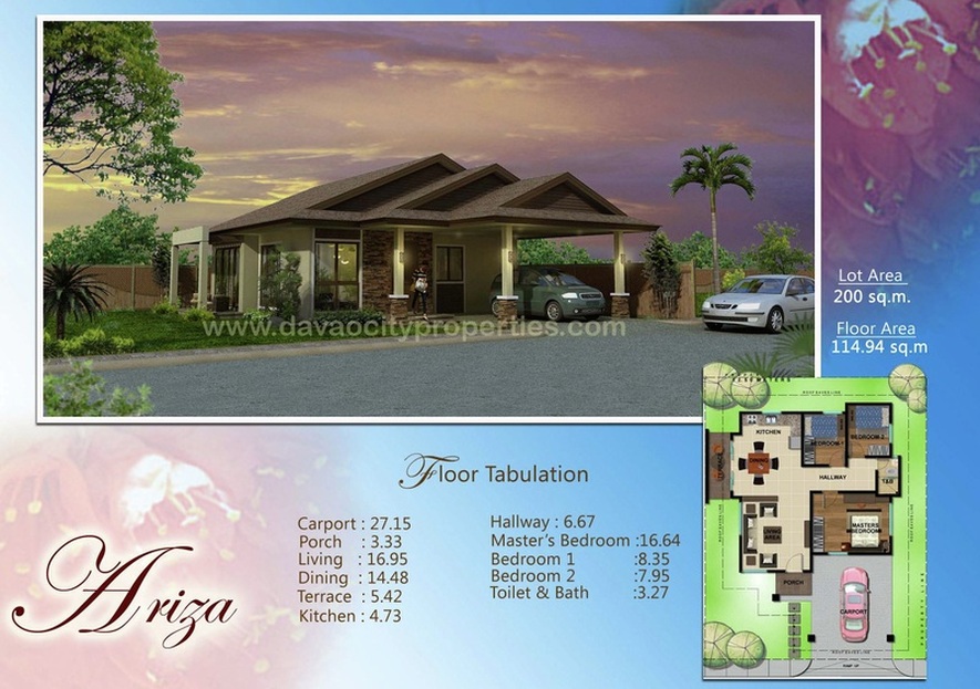 Amiya Residences Davao - Ariza house has 3 bedrooms and 1 toilet and bath. This beautiful Davao house and lot package is located at Amiya Resort Residences Puan, Davao City